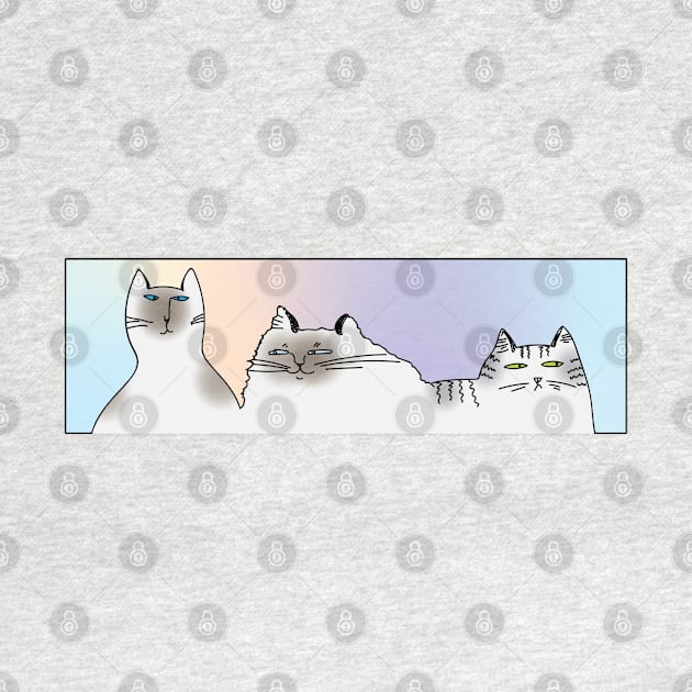 Trio of cats, illustration by HelenDBVickers